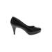 Bandolino Heels: Slip-on Stiletto Classic Black Print Shoes - Women's Size 7 1/2 - Round Toe