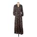 Calvin Klein Casual Dress - A-Line V-Neck 3/4 sleeves: Black Dresses - Women's Size 4