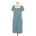 Charter Club Casual Dress - Sheath Square Short sleeves: Teal Dresses - Women's Size Medium