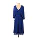 BCBGMAXAZRIA Casual Dress - Fit & Flare: Blue Solid Dresses - Women's Size X-Small