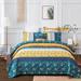 King Botanical Wild Flowers Cottage Quilt Bedspread Set Blue