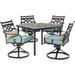 Hanover Montclair 5-Piece Patio Dining Set in Ocean Blue with 4 Swivel Rockers and a 40-Inch Square Table - N/A