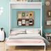 Queen Size Murphy Bed with Storage Shelves, Space-Saving Design Wooden Kids Bed Frame for Bedroom Guest Room, White