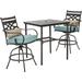 Hanover Montclair 3-Piece High-Dining Set in Ocean Blue with 2 Swivel Chairs and a 33-Inch Square Table - N/A