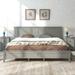 King Gray Pine Wood Platform Bed: Simple Slat Design, High Capacity