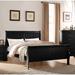 Black Transitional Wood Sleigh Bed: Low Footboard, Antique Brass Hardware