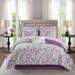 Cal King Floral Comforter Set with Cotton Bed Sheets Purple