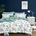 Queen Size Bed Set Floral & Green Stripe