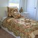 Twin Rustic Earthy Floral Patchwork Comforter Set Green Beige