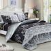 King Bedding Set Duvet & Pillow Shams Black Paisley