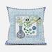 16" X 16" Gray and White Peacock Broadcloth Floral Zippered Pillow