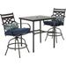 Hanover Montclair 3-Piece High-Dining Set with 2 Swivel Chairs and a 33-Inch Square Table - N/A