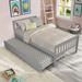 Pine Twin Bed with Trundle, Platform Frame, Headboard, Footboard