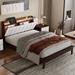 LED Platform Bed with USB Charging Station, Linen Storage Upholstered Headboard, Sturdy Frame, App-controlled LEDs