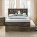 Farmhouse Twin/Full Size Captain Bed with Three Drawers and Trundle,Rustic Brown