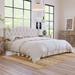 Elegant Linen Upholstered Platform Bed, Diamond Tufted Details