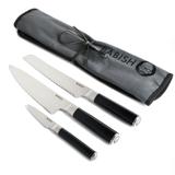 Babish German High-Carbon 1.4116 Steel Cutlery, 3-Piece (Chef Knife, Bread Knife, & Pairing Knife) w/Knife Roll