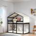 House Bed Twin Over Twin Bunk Bed Wood Kids Bed with Tent Playhouse Inspired Kids Furniture, Espresso