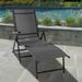 Textilene Outdoor Lounge Chaise Folding Reclining Chair with Adjustable Back - 65.6 x 20 x 27.8~37.6 in