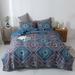 Queen Bohemian Native Rustic Geometric Diamond Bedspread Set Navy