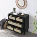 31.5" Wide Drawers Dresser with Gold Handles & Natural Rattan Drawer