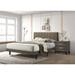 Queen Size Brown Fabric Upholstered Bed with Vertical Line Headboard and Gray Finish