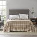 Twin Classic Matte Satin Binding Micro Fleece Blanket Tan Plaid