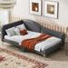 Twin Size Upholstered Daybed Nailhead Trim Bed with Headboard and Armrest, Support Legs