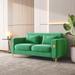 Velvet Upholstered Sofa Couch, Square Arms Loveseat for Livingroom Reclining Sofa Settee, Sleeper Loveseat with 2 Pillows, Green