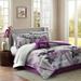 Queen Floral Comforter Set with Cotton Bed Sheets Purple