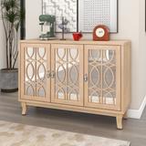 Buffet Sideboard Storage Cabinet with Mirror Doors, 3 Door Mirrored Sideboard Buffet Cabinet, Kitchen Cupboard Console Table