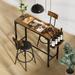 Wood Top Metal Base side table Industrial Bar Table with two chair--Adjustable table base Bistro Whiskey Pub Table,3 Pieces