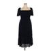 NANETTE Nanette Lepore Casual Dress - A-Line Square Short sleeves: Blue Solid Dresses - Women's Size 16