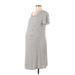 Liz Lange Maternity Casual Dress - A-Line Scoop Neck Short sleeves: Gray Stripes Dresses - Women's Size Medium