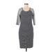 Sonnet James Casual Dress - Sheath Scoop Neck 3/4 sleeves: Black Stripes Dresses - Women's Size Medium