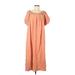 H&M Casual Dress - Midi Scoop Neck Short sleeves: Orange Solid Dresses - Women's Size Medium