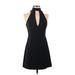 Express Cocktail Dress - A-Line Halter Sleeveless: Black Print Dresses - New - Women's Size 2