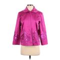 Chico's Jacket: Purple Floral Motif Jackets & Outerwear - Women's Size Small