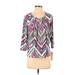 Alfred Dunner 3/4 Sleeve Top Purple Aztec or Tribal Print Keyhole Tops - New - Women's Size Small Petite