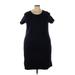 Talbots Casual Dress - Mini Crew Neck Short sleeves: Black Solid Dresses - Women's Size 3X
