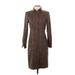 David Warren Casual Dress - Shirtdress: Brown Plaid Dresses - Women's Size 4 Petite