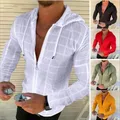 Économie à carreaux blancs à capuche zippés pour hommes cardigan à manches longues t-shirts Oodie