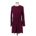 Uniqlo Casual Dress - Shirtdress: Burgundy Dresses - Women's Size X-Small