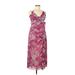 Zara Cocktail Dress - Midi V Neck Sleeveless: Burgundy Print Dresses - Women's Size Medium