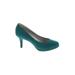 Kelly & Katie Heels: Slip-on Stilleto Cocktail Teal Solid Shoes - Women's Size 7 - Round Toe