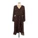 Old Navy Casual Dress - Midi V Neck 3/4 sleeves: Brown Dresses - Women's Size Large