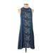 O'Neill Casual Dress - Mini High Neck Sleeveless: Blue Solid Dresses - Women's Size Small