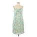 Eddie Bauer Casual Dress: Blue Floral Motif Dresses - Women's Size 12