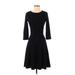 Hobbs London Casual Dress - A-Line Crew Neck 3/4 sleeves: Black Solid Dresses - New - Women's Size 4