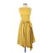 CAARA Casual Dress - A-Line High Neck Sleeveless: Yellow Print Dresses - New - Women's Size X-Small
